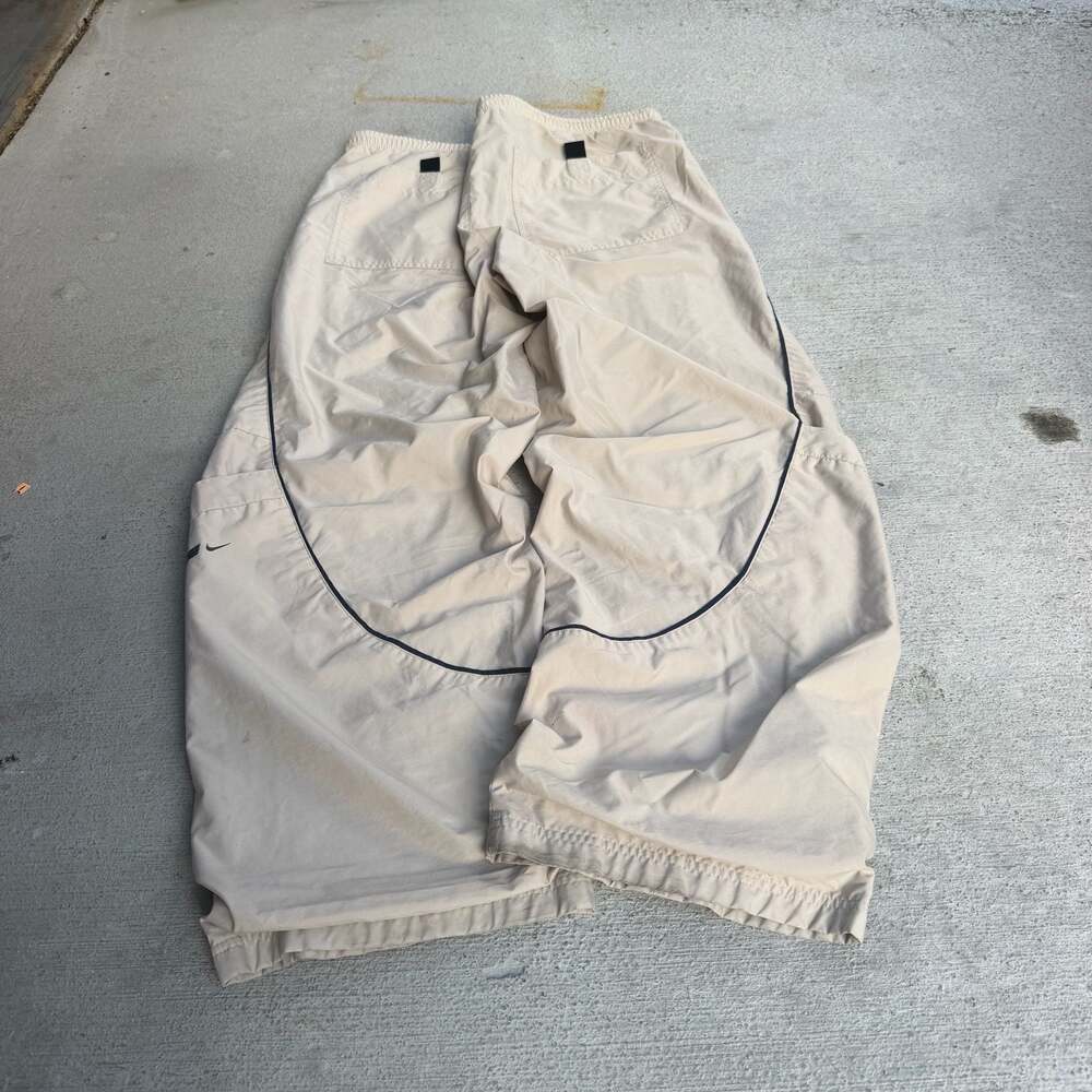 Nike Vintage Y2K Nylon Parachute Cargo Pants Beige Size XL
